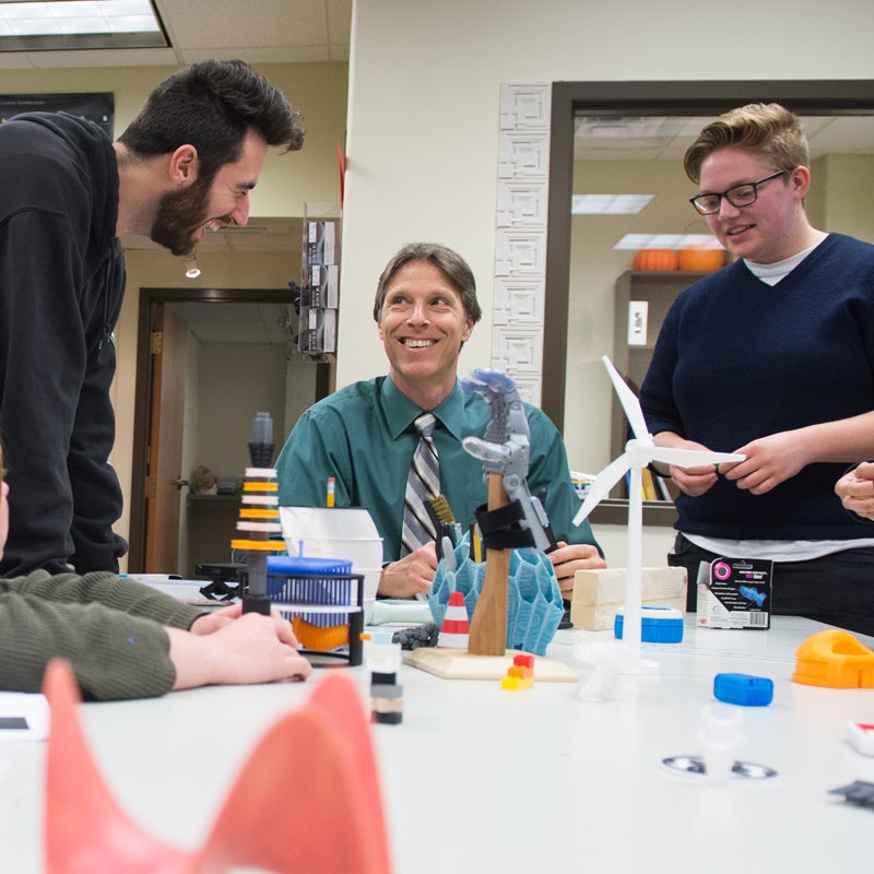 Group discussion with 3D printed prototypes