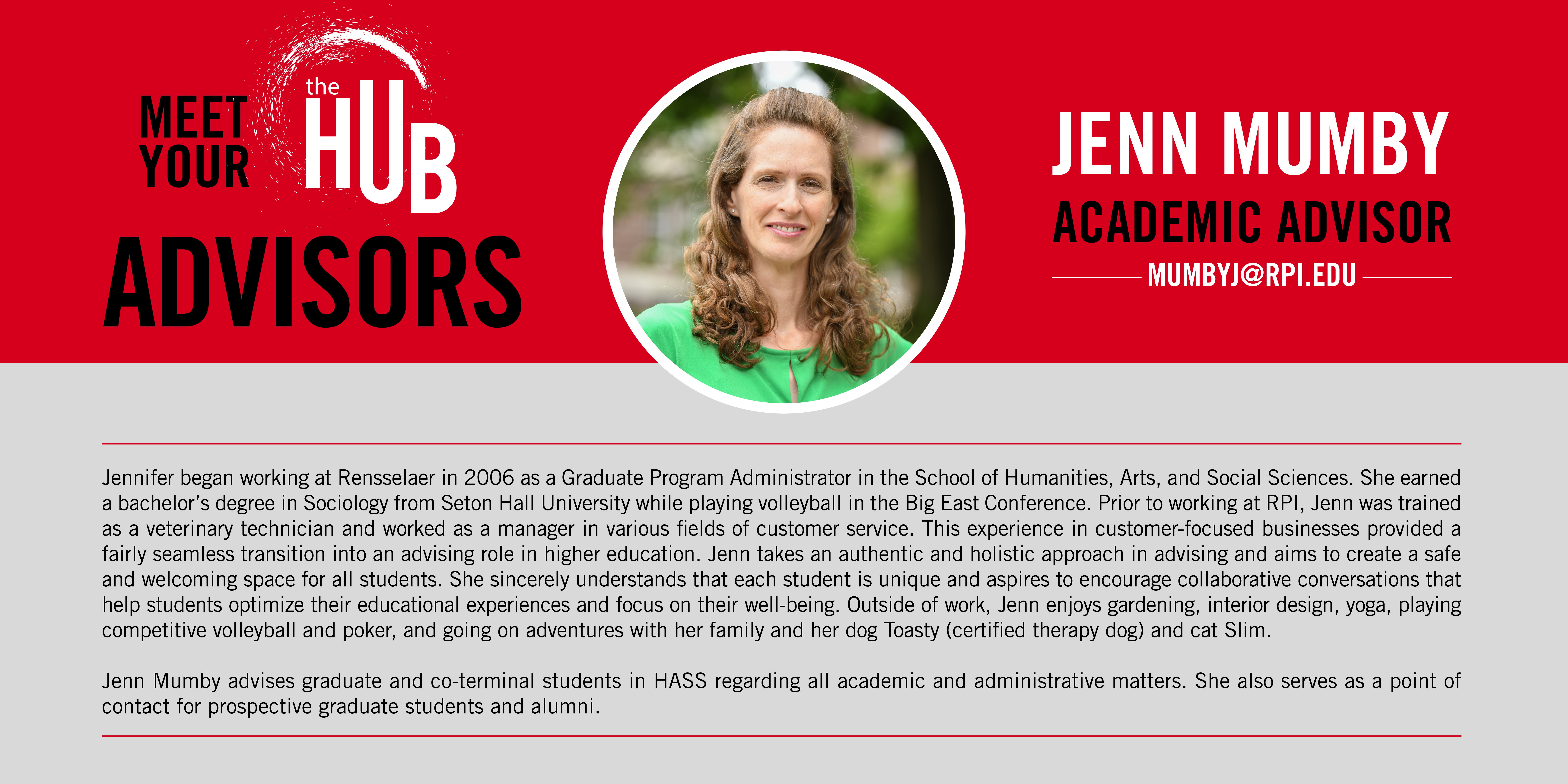 Grad advisor Jenn Mumby bio