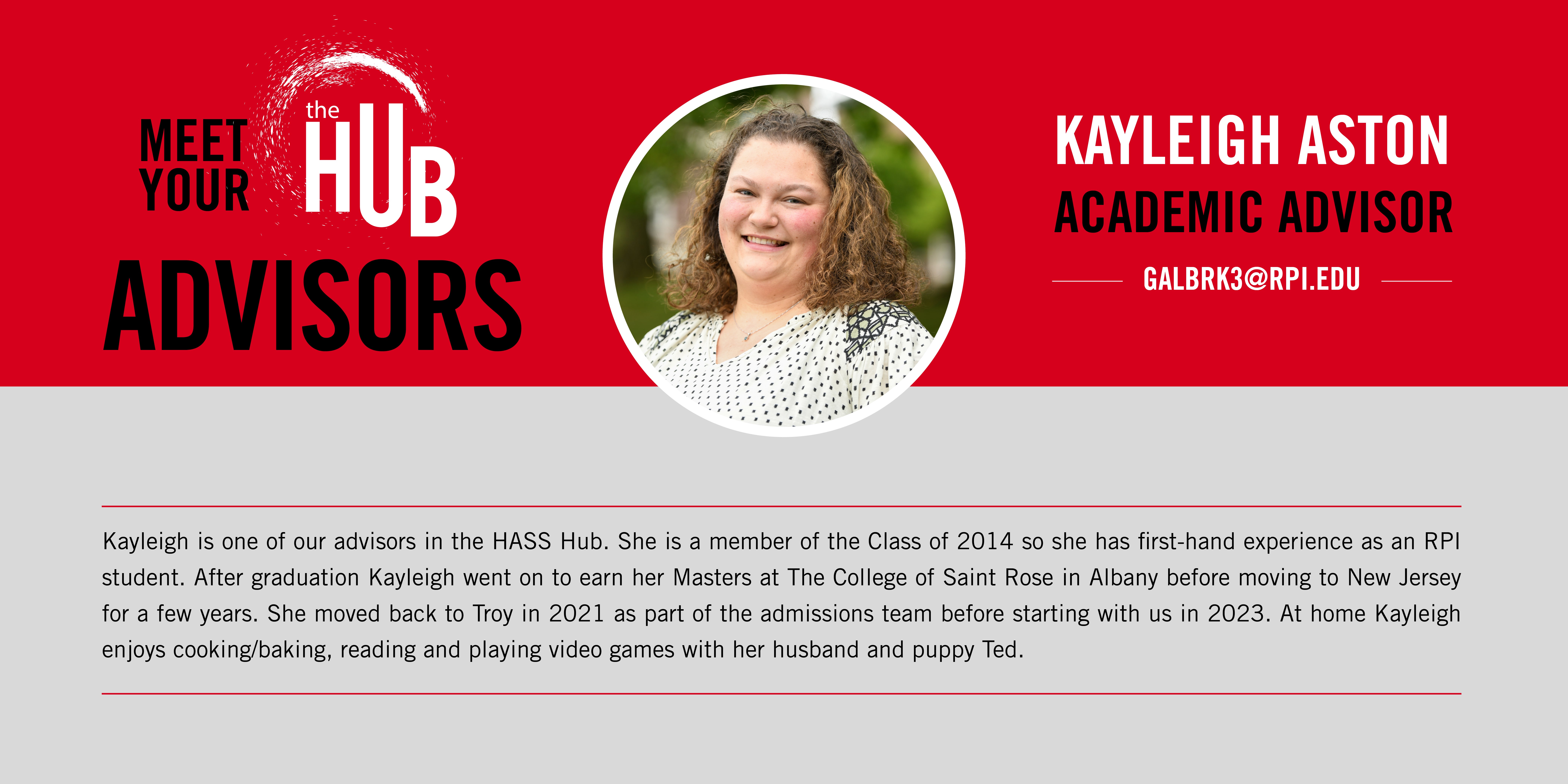 Undergrad advisor Kayleigh Aston Bio