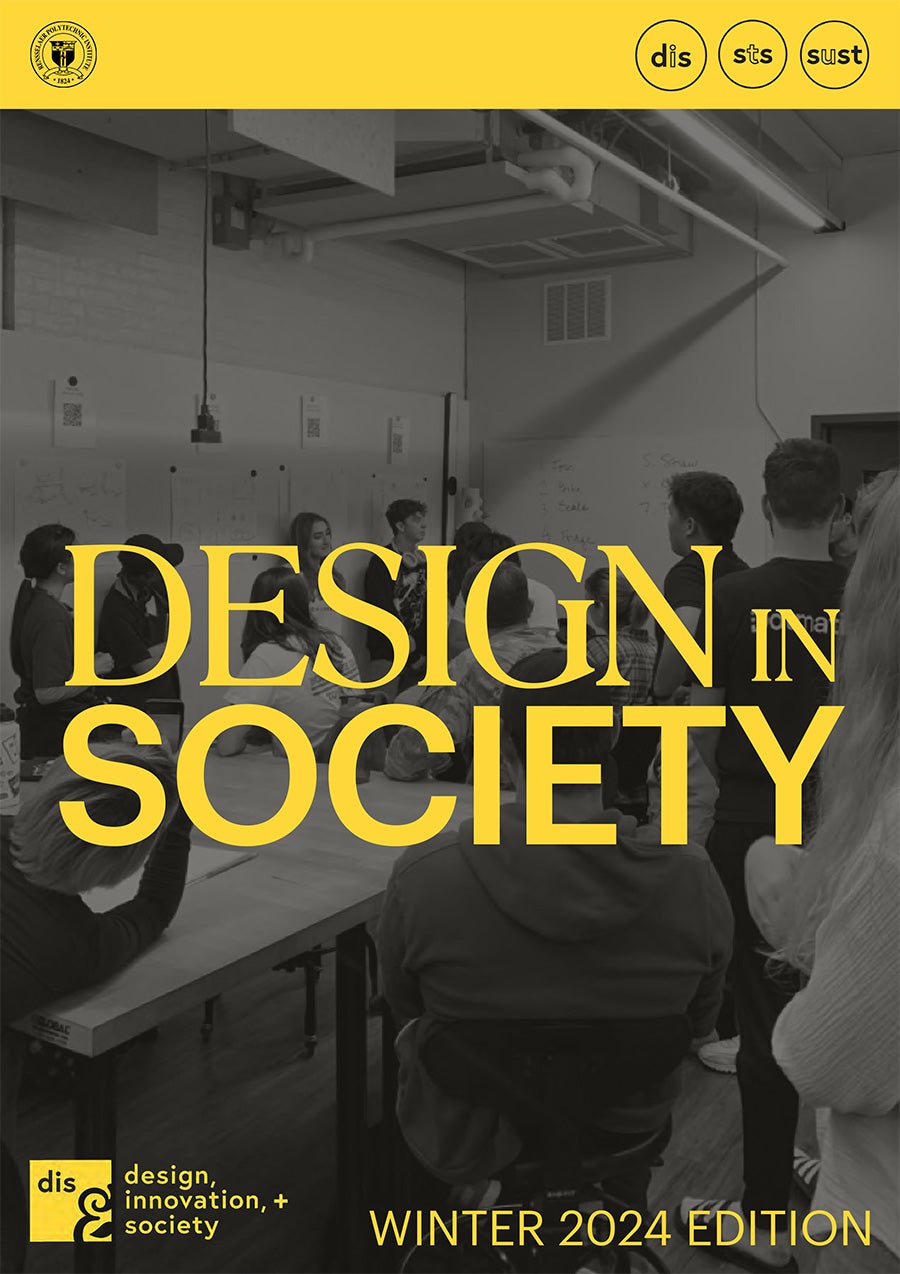 the cover of the Design in Society newsletter for winter-spring 2024