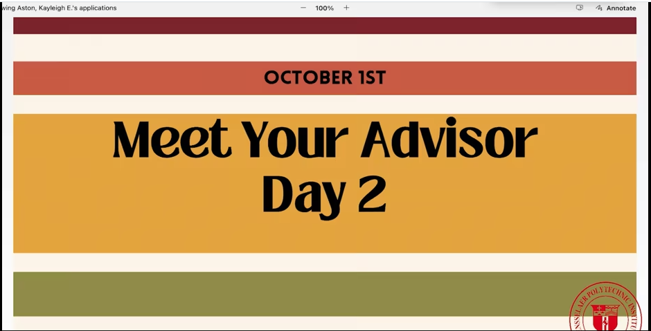 Meet Your Advisor Day #2 Intro Slide 