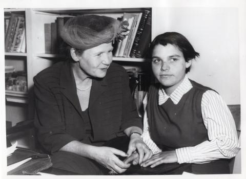 Mrs. H. Orr-Ewing (left) and Berthe Grimault