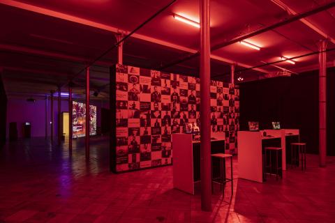 Washko exhibit space under red light