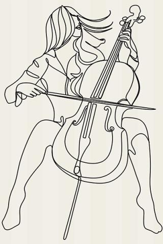 cellist line art